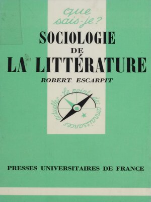 cover image of Sociologie de la littérature